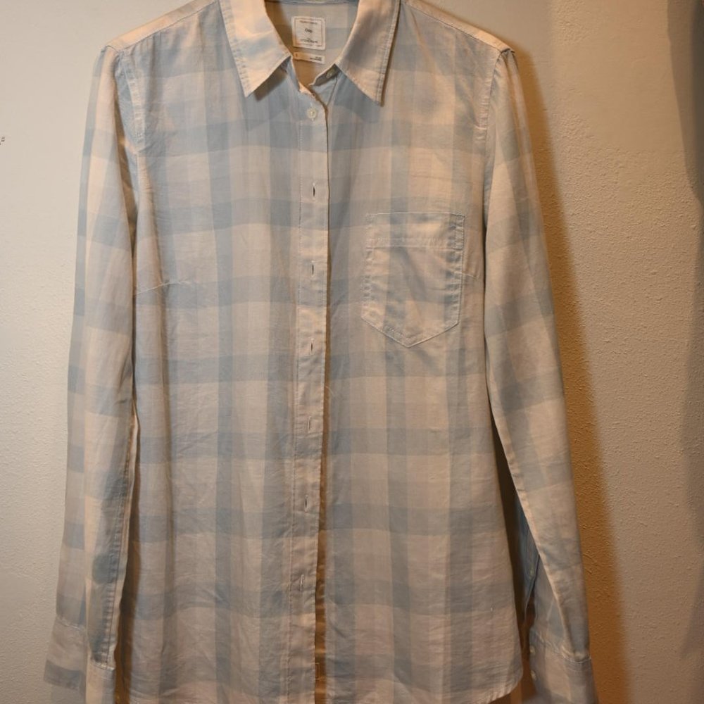 GAP Women's checked shirt - blue and white